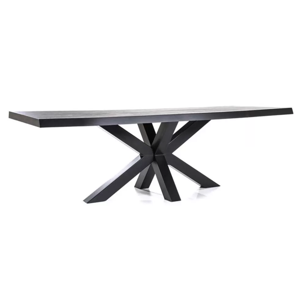 Discount Straluma Eiken boomstam tafel met spinpoot zwart 240x100 cm