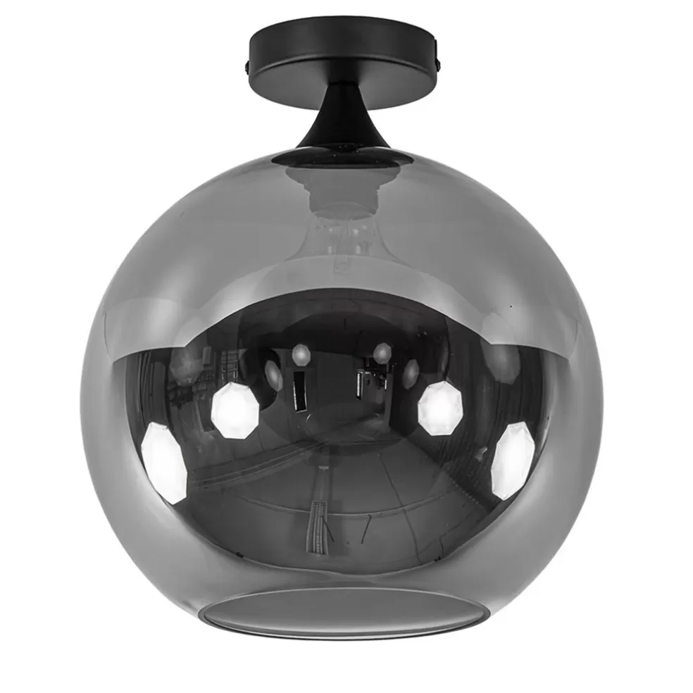 Sale Straluma Globe plafondlamp zwart met smoke/titanium glas 30 cm