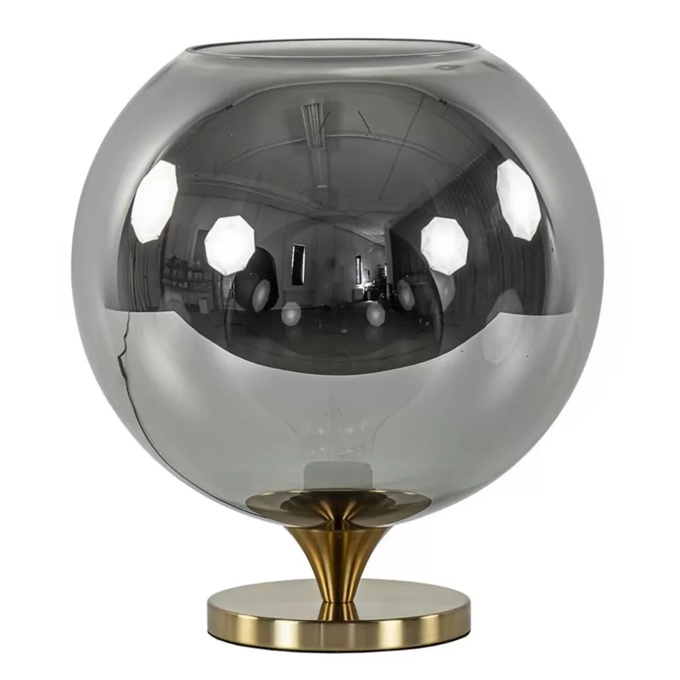 Online Straluma Globe tafellamp smoke/titanium met gouden voet