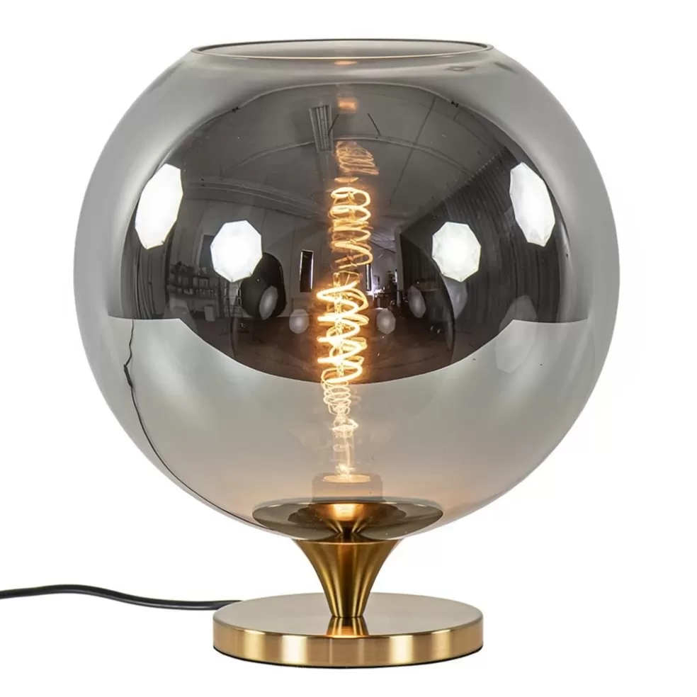 Online Straluma Globe tafellamp smoke/titanium met gouden voet