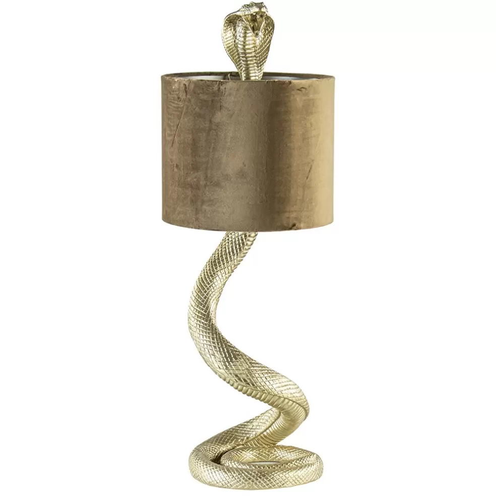 Sale Straluma Gouden tafellamp Snake met velours kap