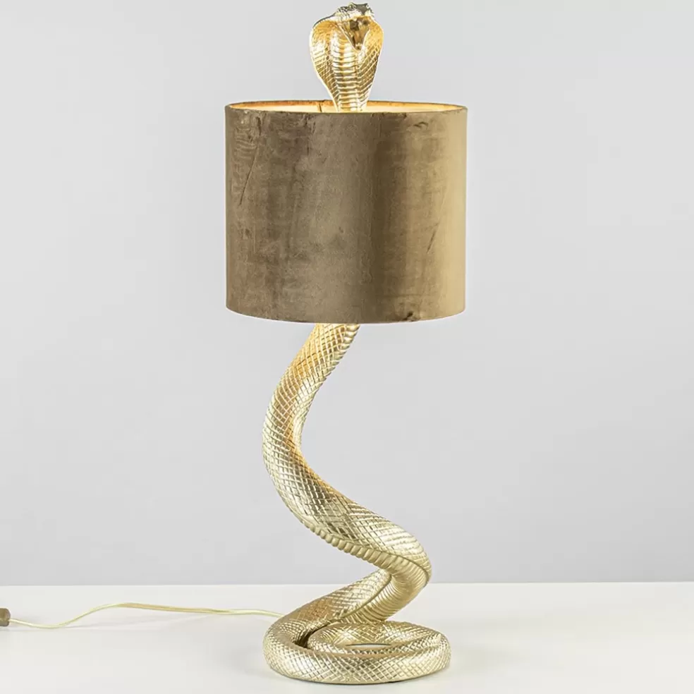 Sale Straluma Gouden tafellamp Snake met velours kap