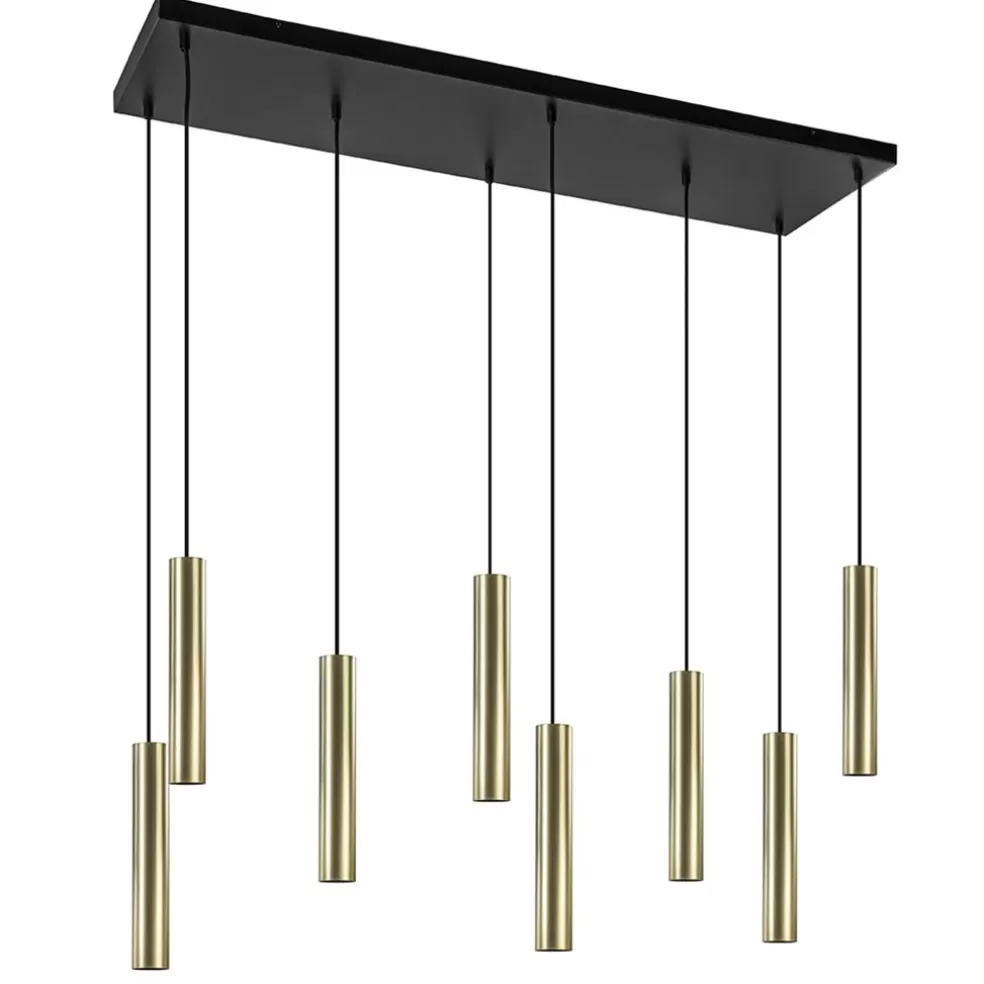 New Straluma Grote 8-lichts hanglamp cilinder zwart met goud