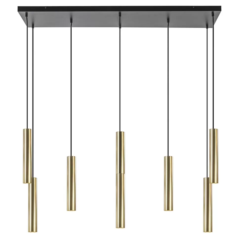 New Straluma Grote 8-lichts hanglamp cilinder zwart met goud