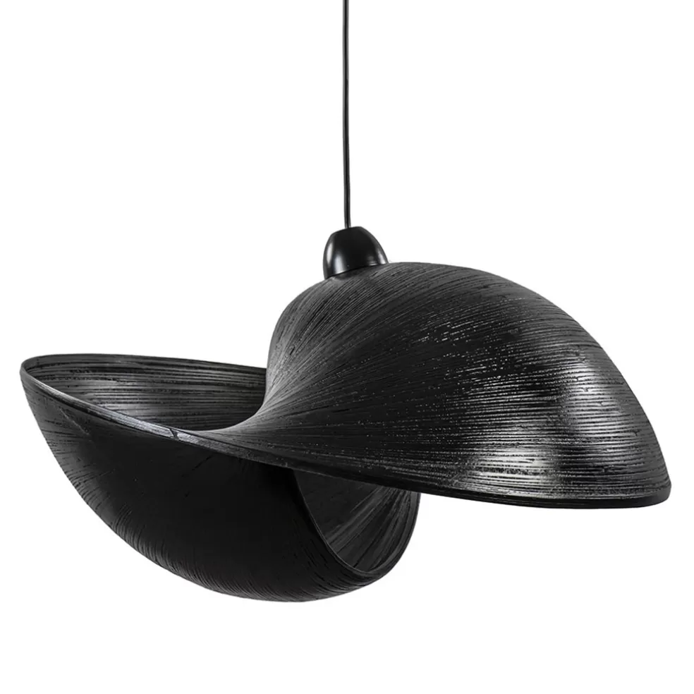 Outlet Straluma Grote bamboe hanglamp shell zwart