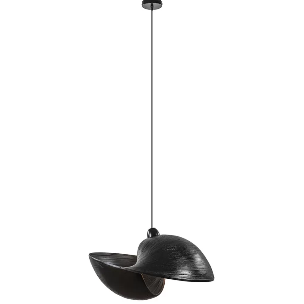 Outlet Straluma Grote bamboe hanglamp shell zwart