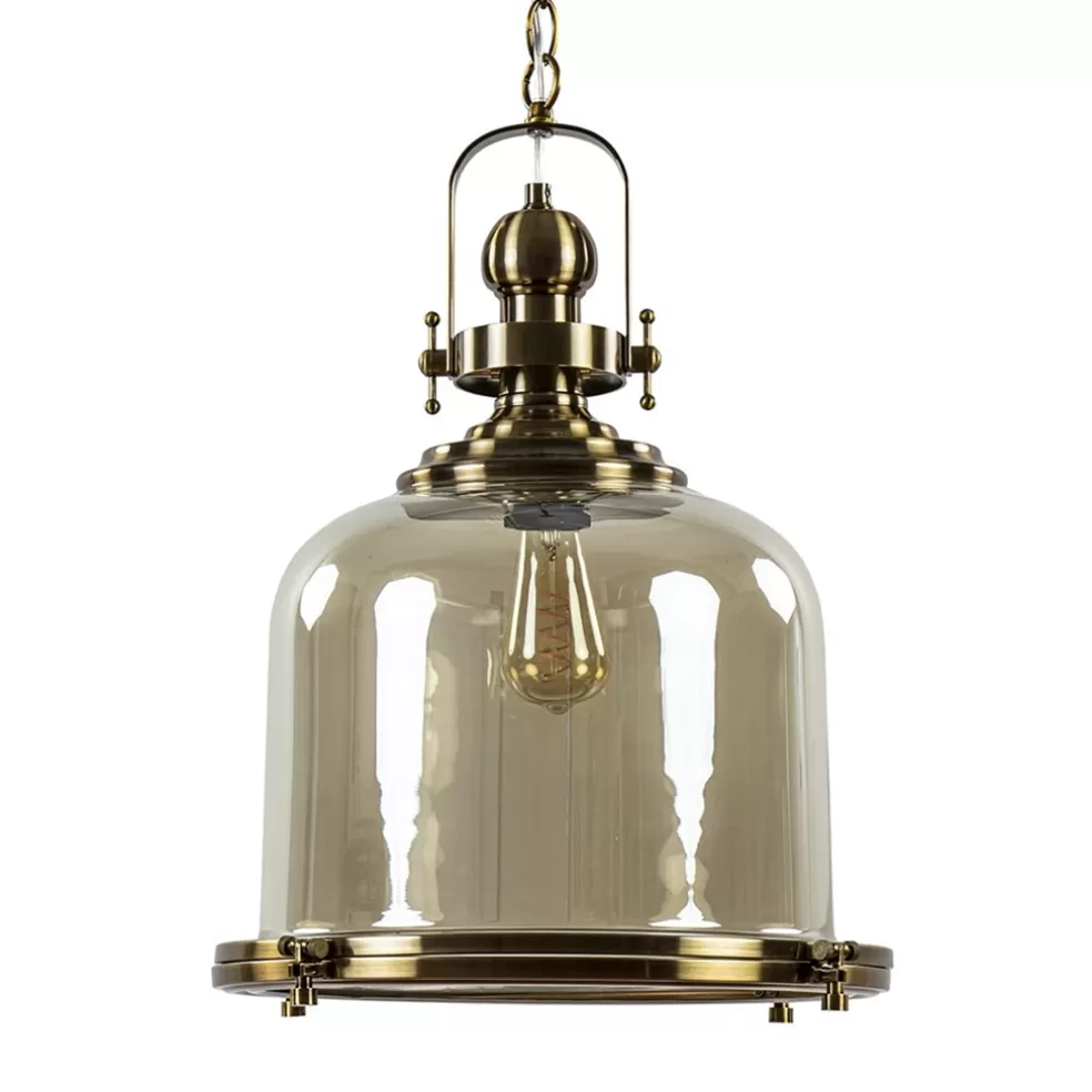 Store Straluma Grote hanglamp brons met amber glas