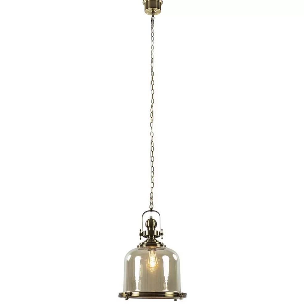 Store Straluma Grote hanglamp brons met amber glas