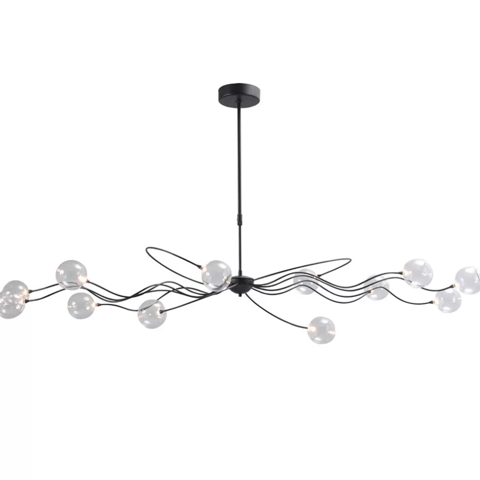 New Straluma Grote LED hanglamp zwart met helder glazen bollen