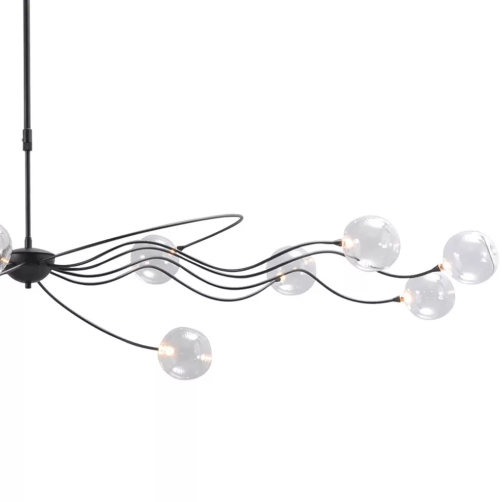 New Straluma Grote LED hanglamp zwart met helder glazen bollen