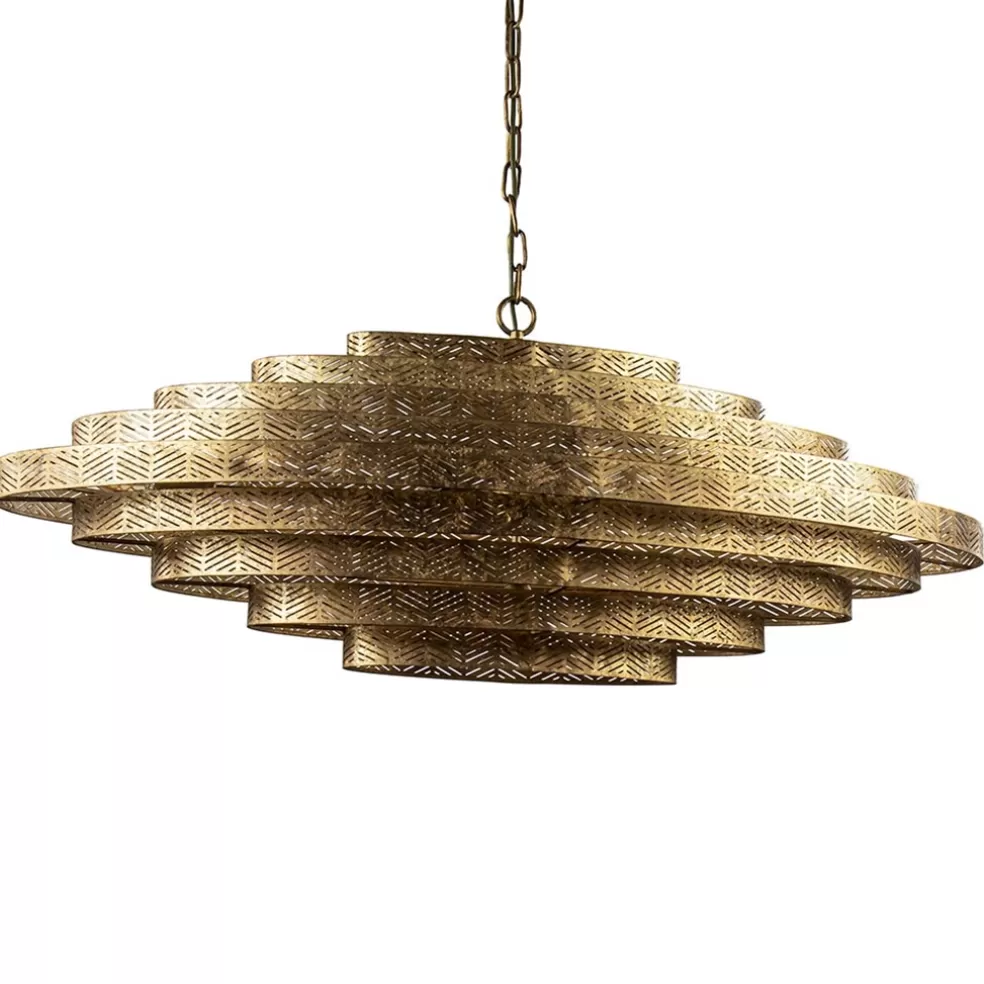 New Straluma Grote metalen hanglamp ovaal brons