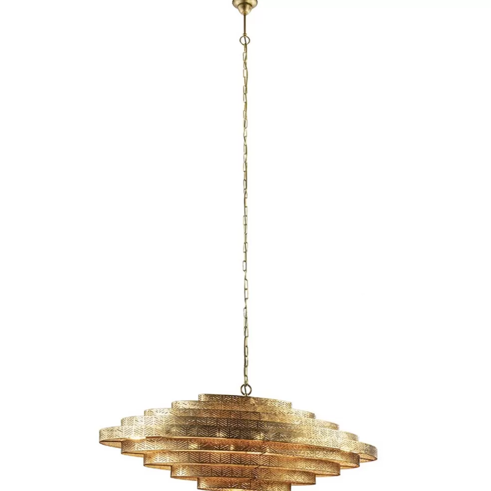 New Straluma Grote metalen hanglamp ovaal brons