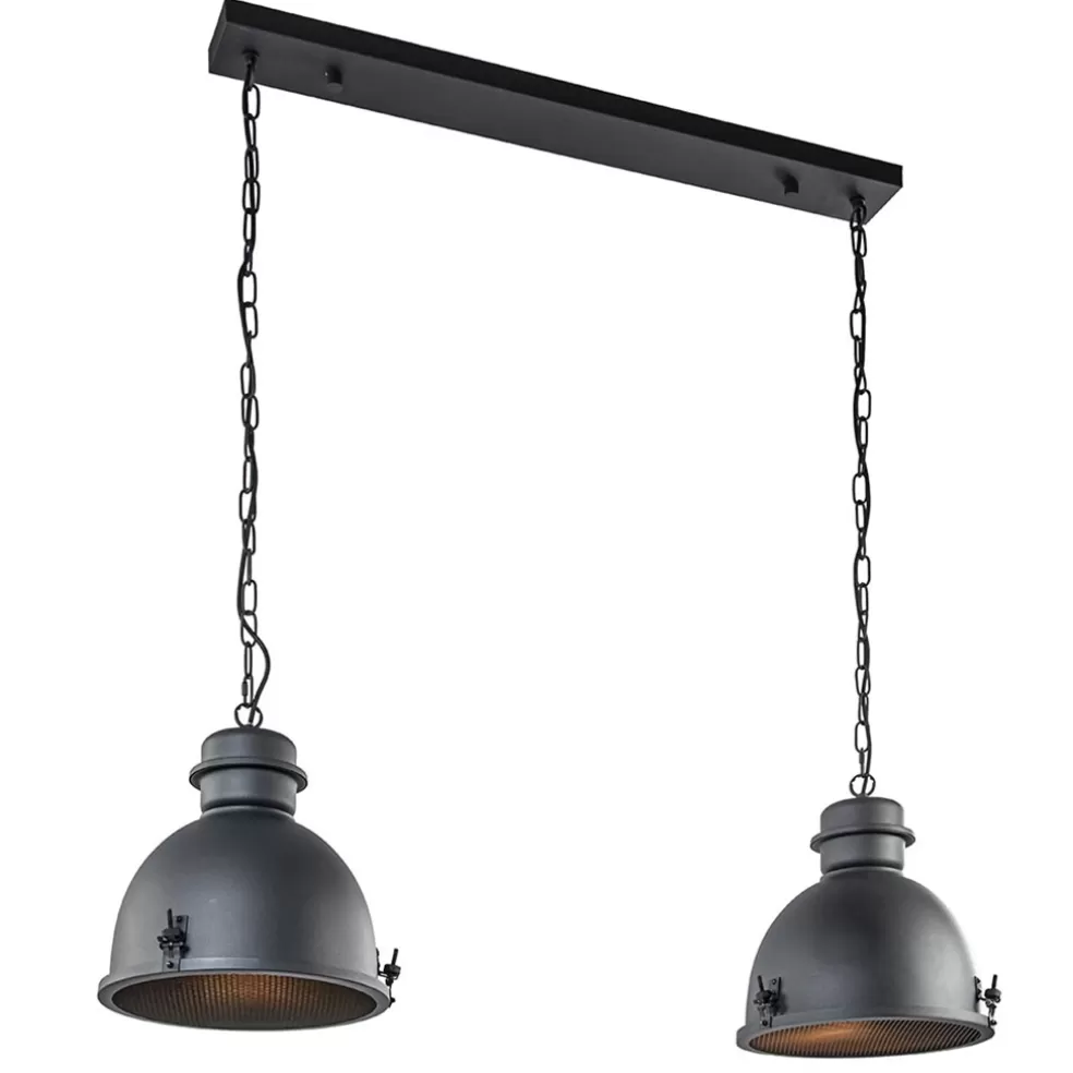 Discount Straluma Hanglamp 2L industrieel zwart/grill