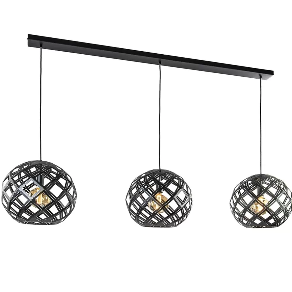 Store Straluma Hanglamp 3L balk bol zwart industrieel