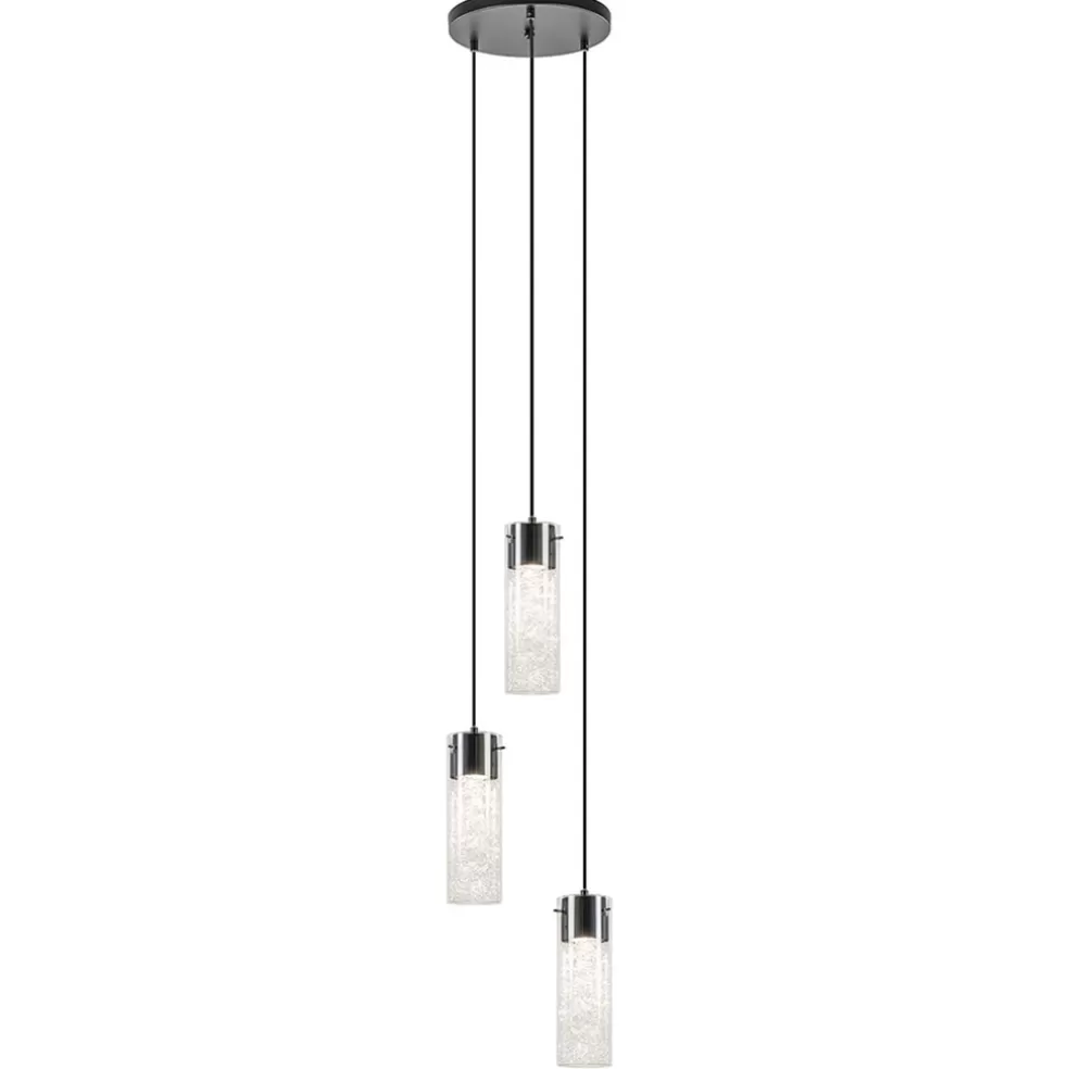 Store Straluma Hanglamp 3L rond zwart met cilinder glas