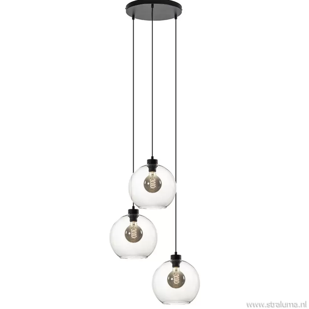 Best Straluma Hanglamp 3-lichts rond glas helder 25 cm