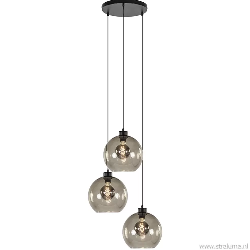 Best Sale Straluma Hanglamp 3-lichts rond glas smoke 25 cm