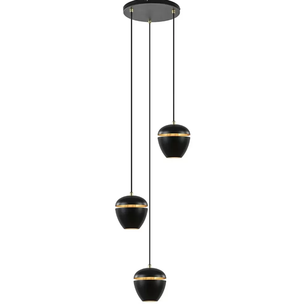 Discount Straluma Hanglamp 3-lichts rond zwart/goud