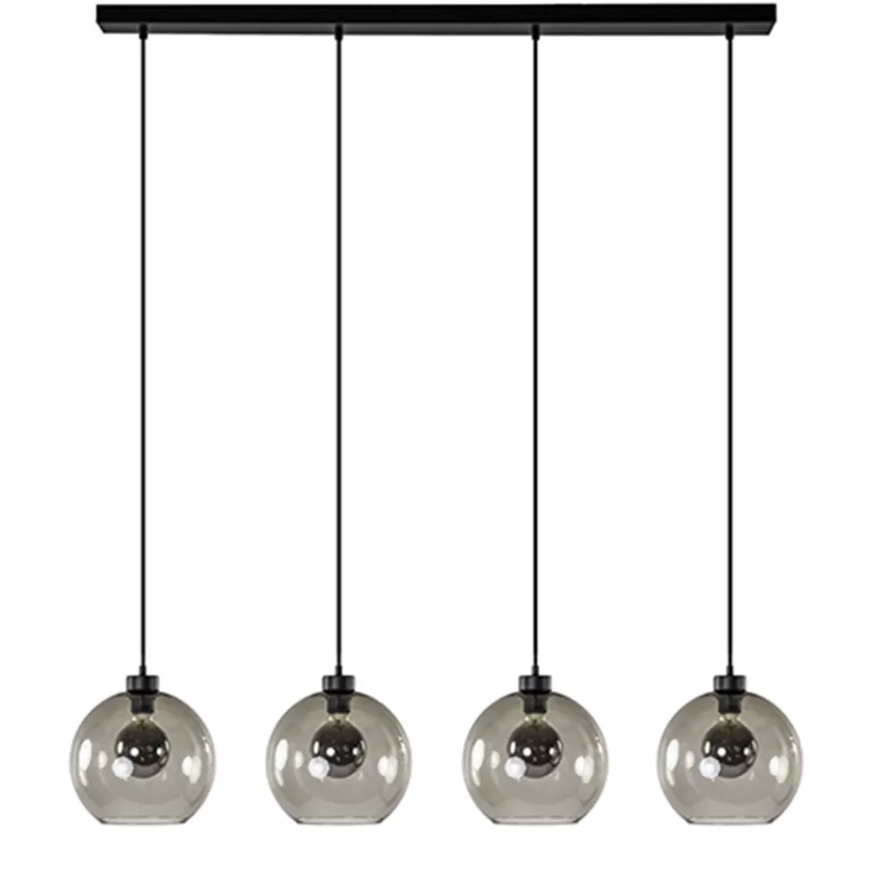 Sale Straluma Hanglamp 4-lichts balk zwart + smoke glas 25cm