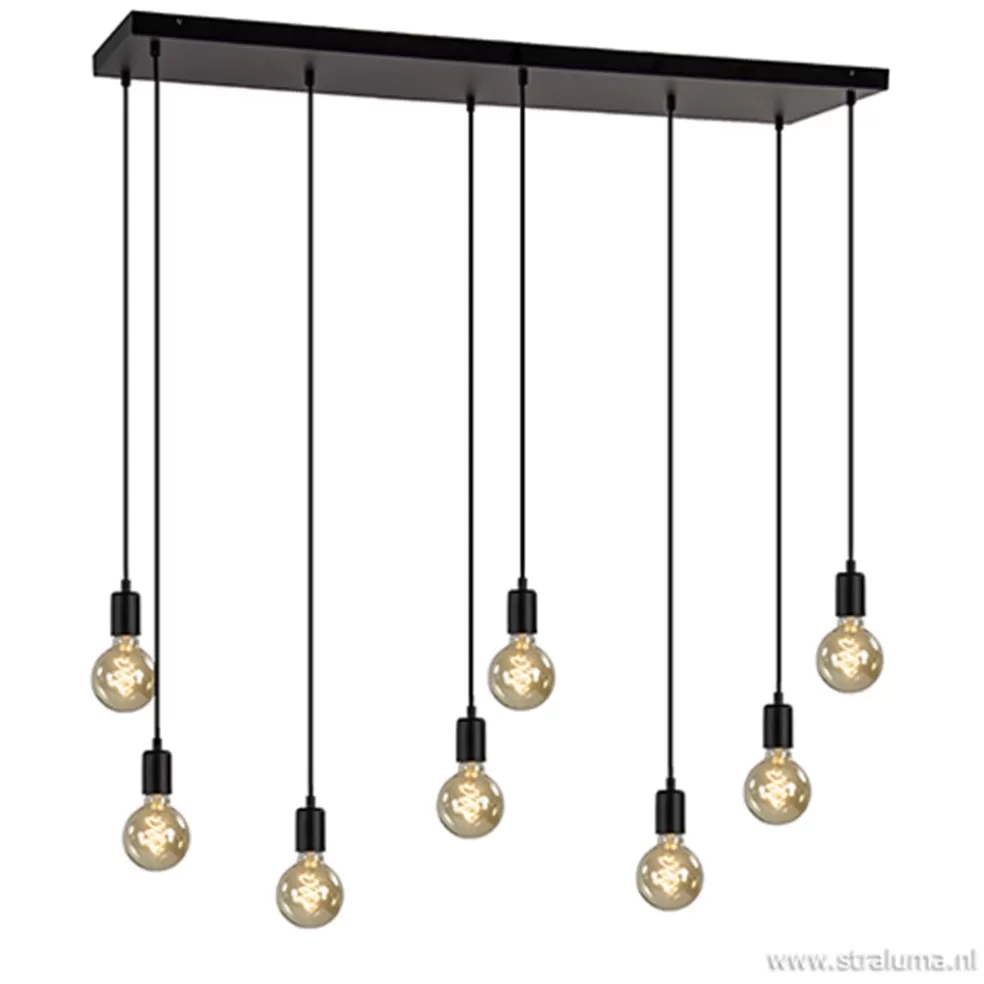 Discount Straluma Hanglamp 8L plaat 110cm zwart ex.e27 lb