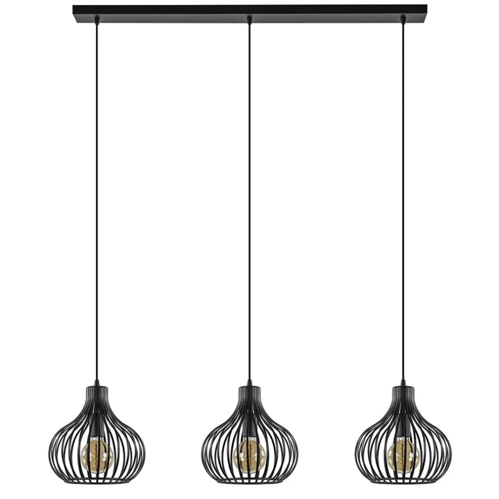 New Straluma Hanglamp Aglio 28cm 3L op balk zwart