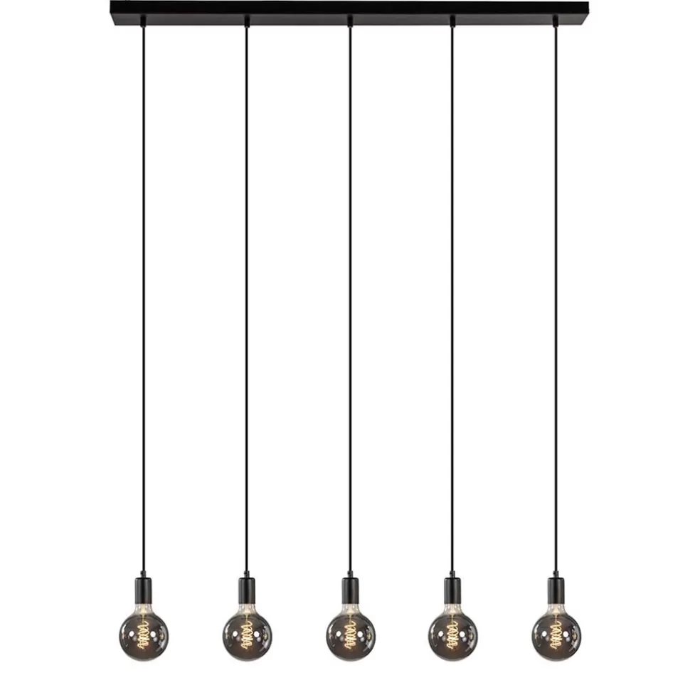 Online Straluma Hanglamp balk 110cm + 5x pendel zwart