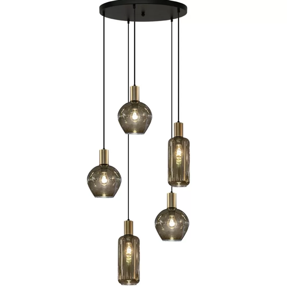 Sale Straluma Hanglamp Bounty 5L rond zwart/matgoud