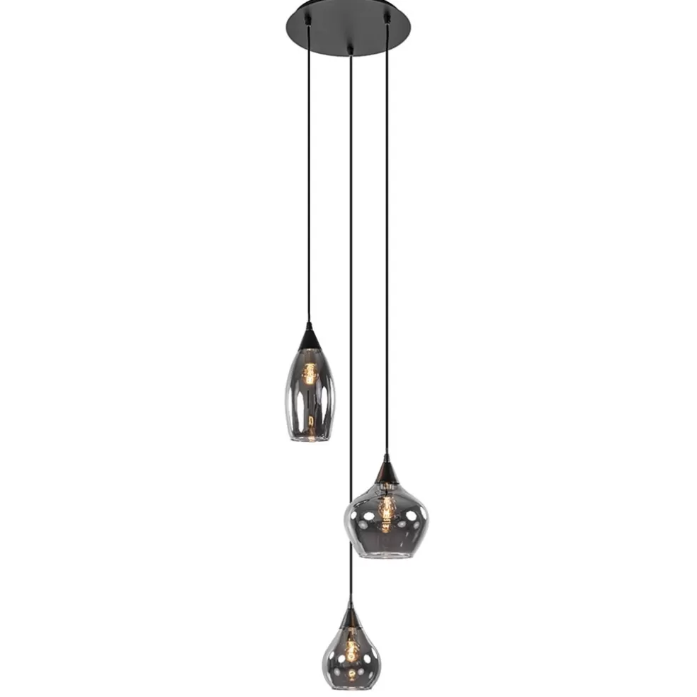 Clearance Straluma Hanglamp Cambio 3L rond zwart smoke glas