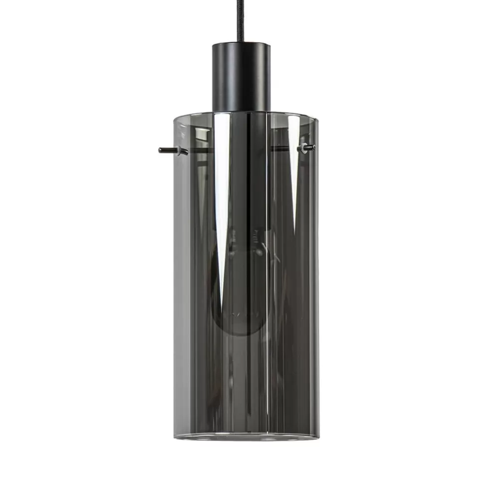 Outlet Straluma Hanglamp cilinder zwart met smoke glas