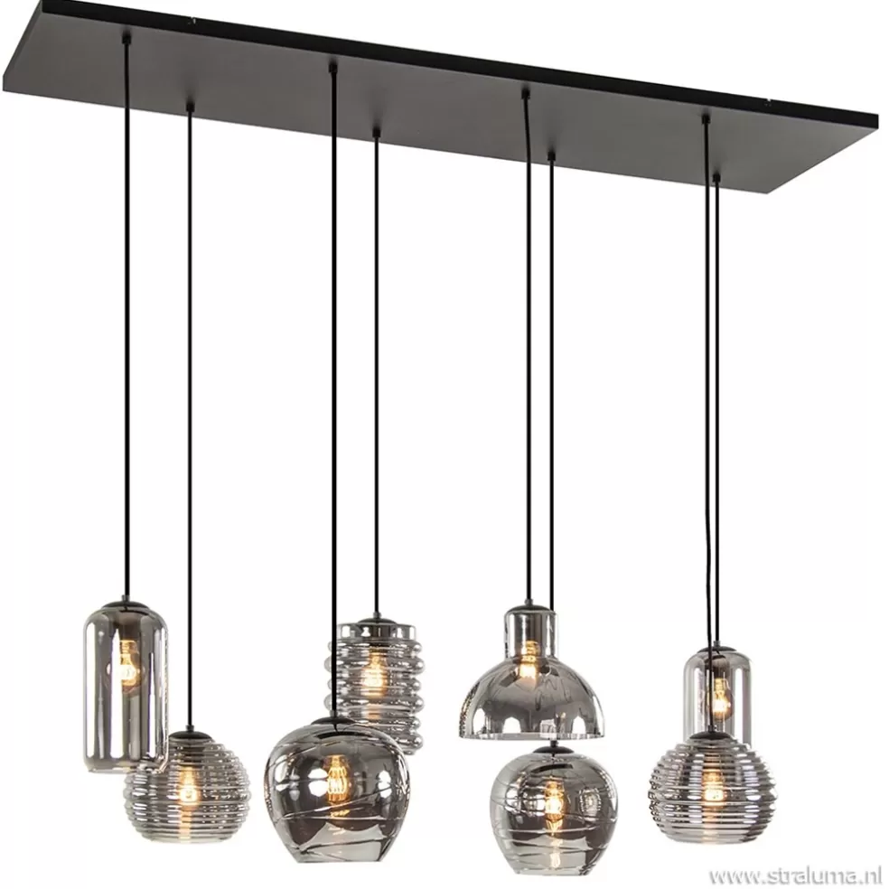 Sale Straluma Hanglamp Fantasy 8L zwart + smoke glas mix