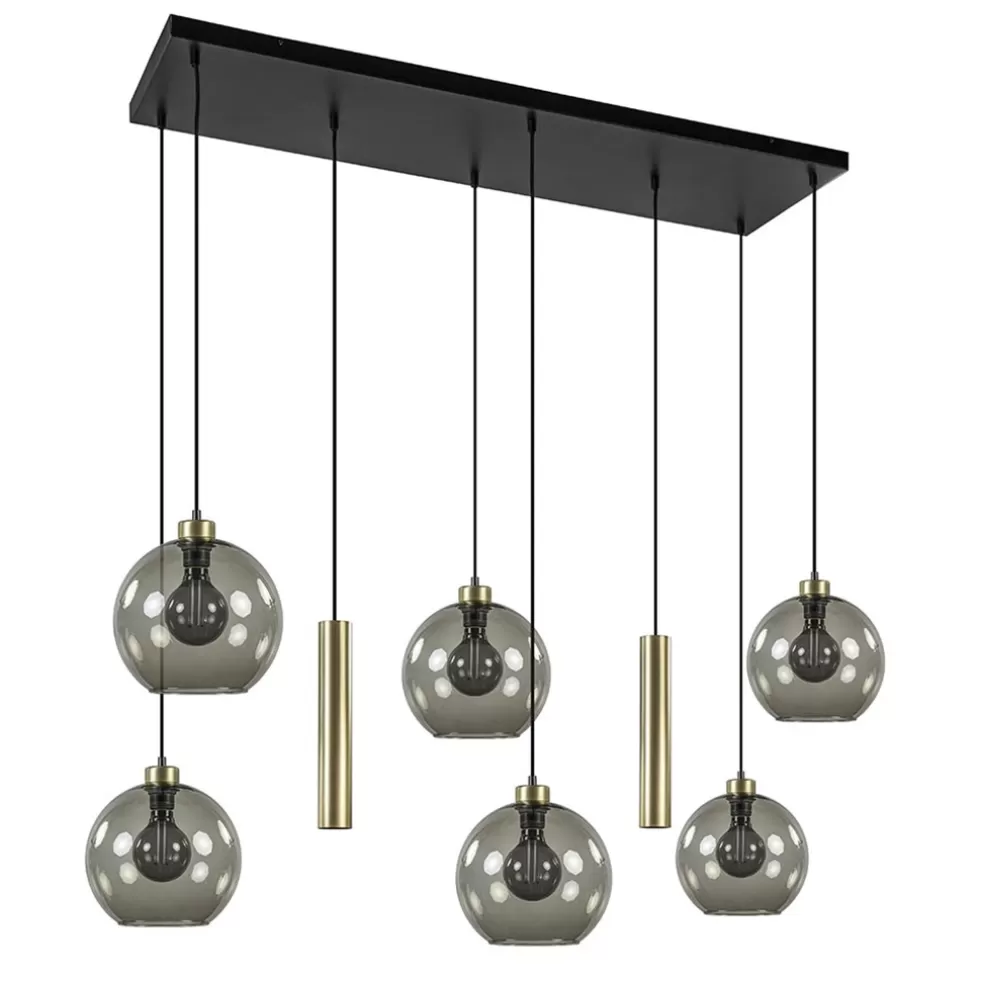 Discount Straluma Hanglamp Globe 8L 6x glas/2xbuis goud