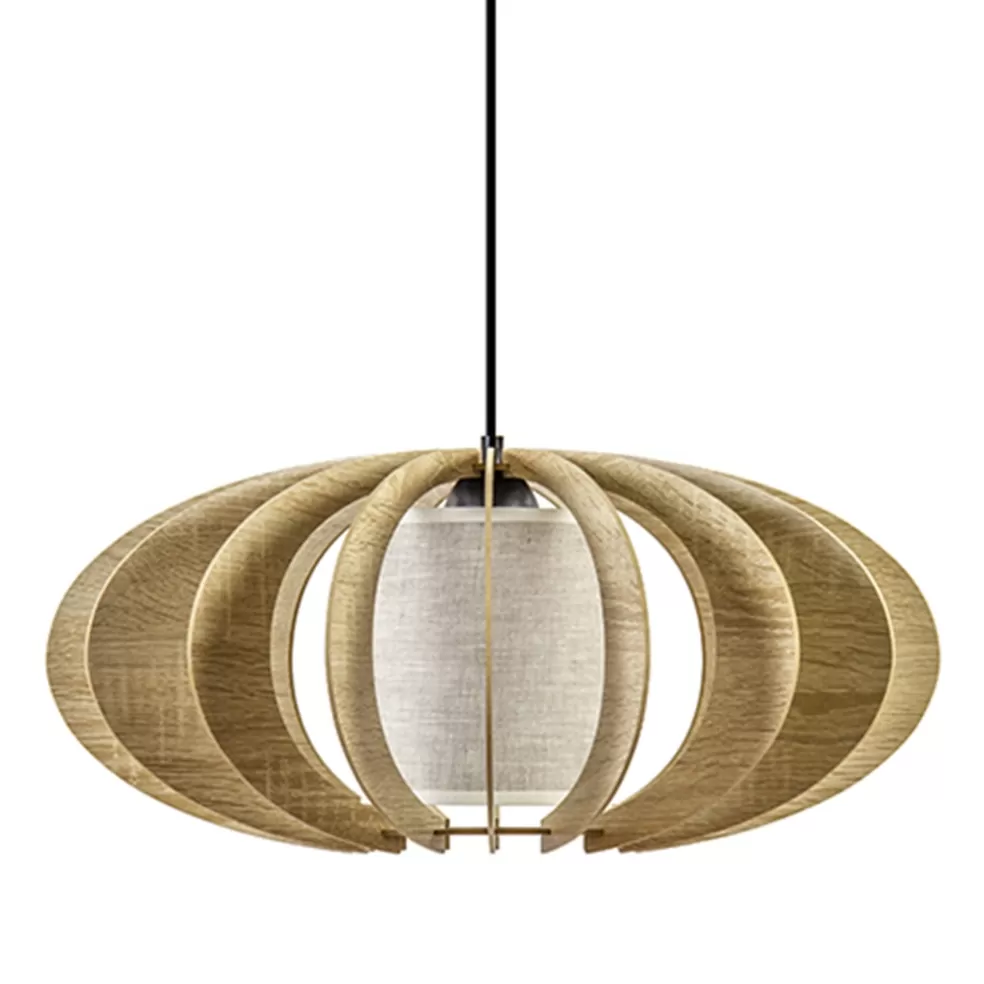 Discount Straluma Hanglamp houten lamellen + kap 50cm