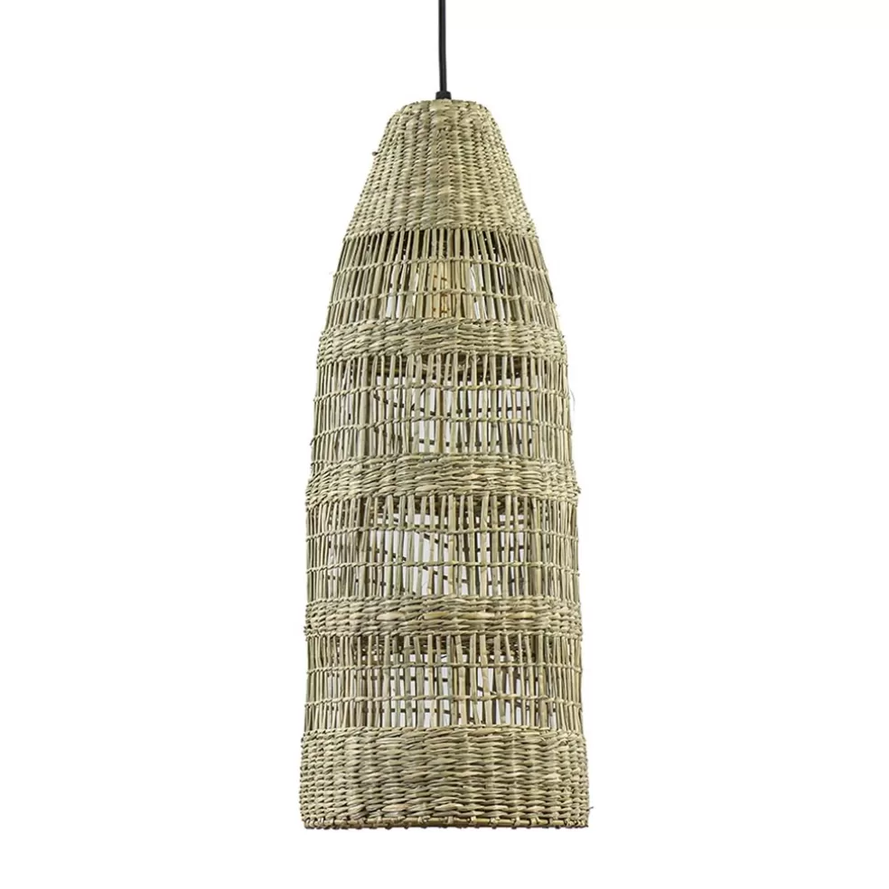 Outlet Straluma Hanglamp Latika smal zeegras naturel met zwart