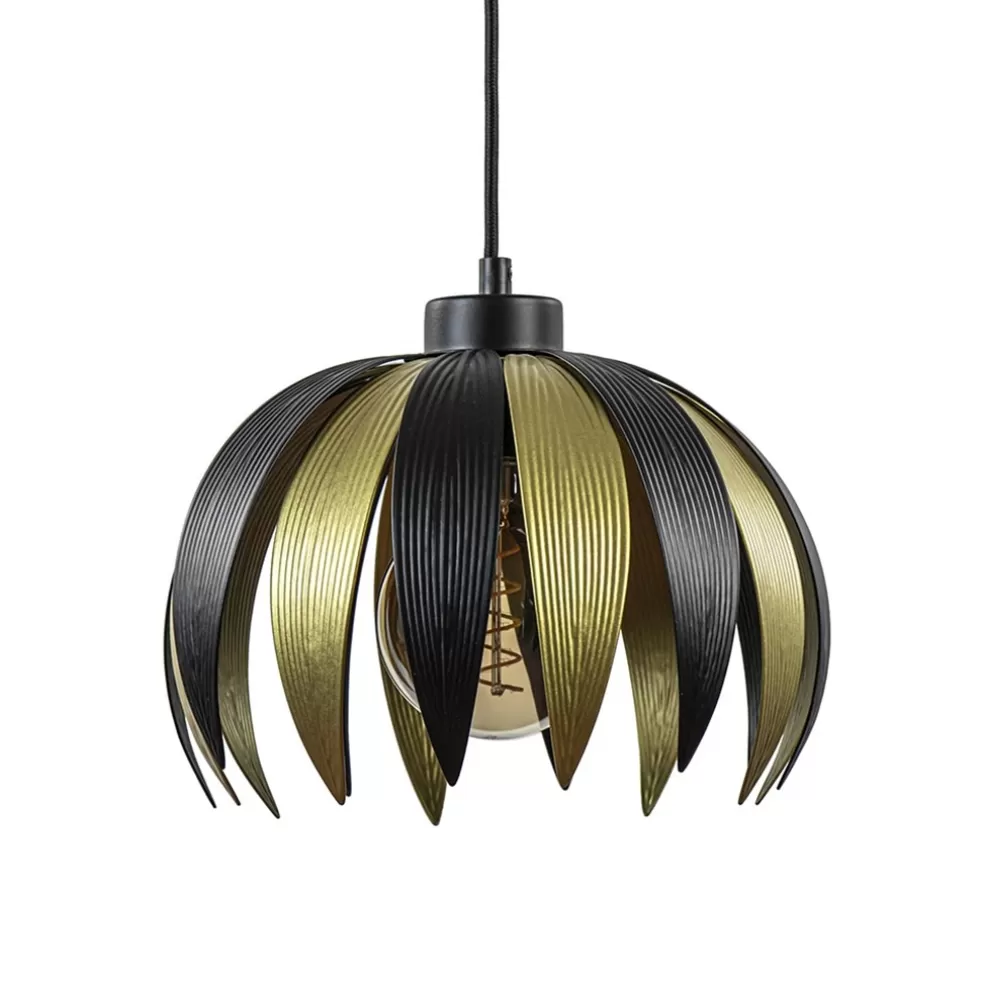 Clearance Straluma Hanglamp leaves mat zwart met goud