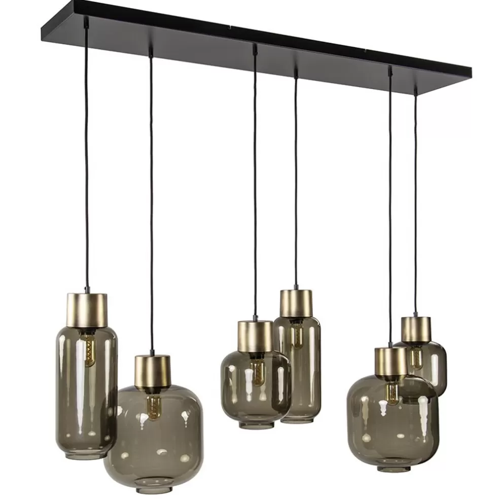 Store Straluma Hanglamp Lett 6L zwart/brons+glas smoke