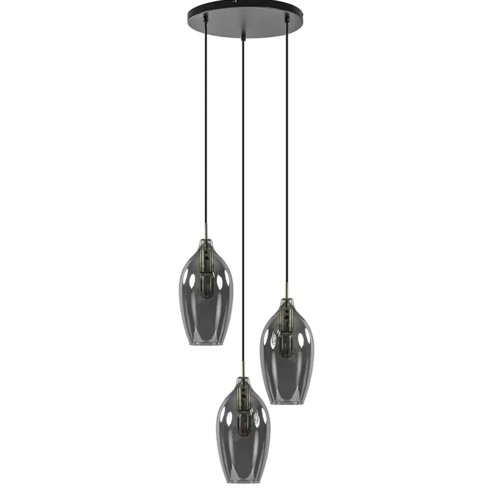 Store Straluma Hanglamp Lukaro 3-L antiek brons + smoke glas