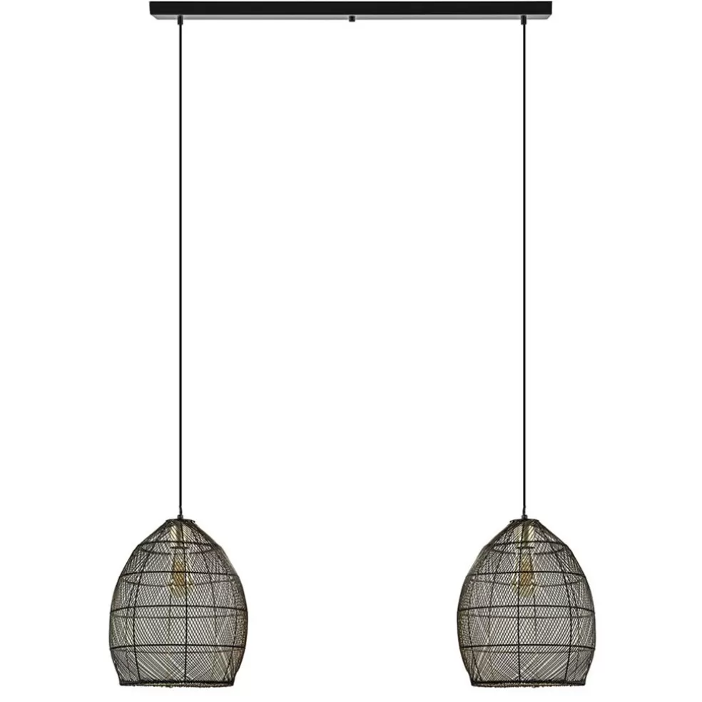 Flash Sale Straluma Hanglamp Meya 2-lichts zwart/goud met balk