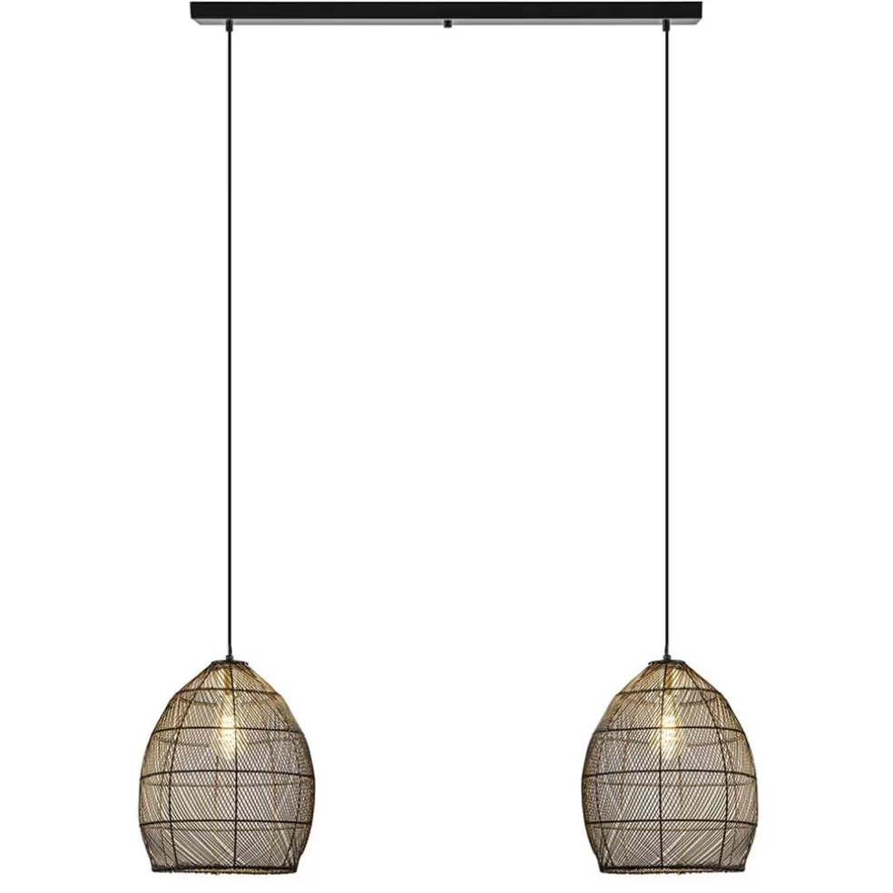 Flash Sale Straluma Hanglamp Meya 2-lichts zwart/goud met balk