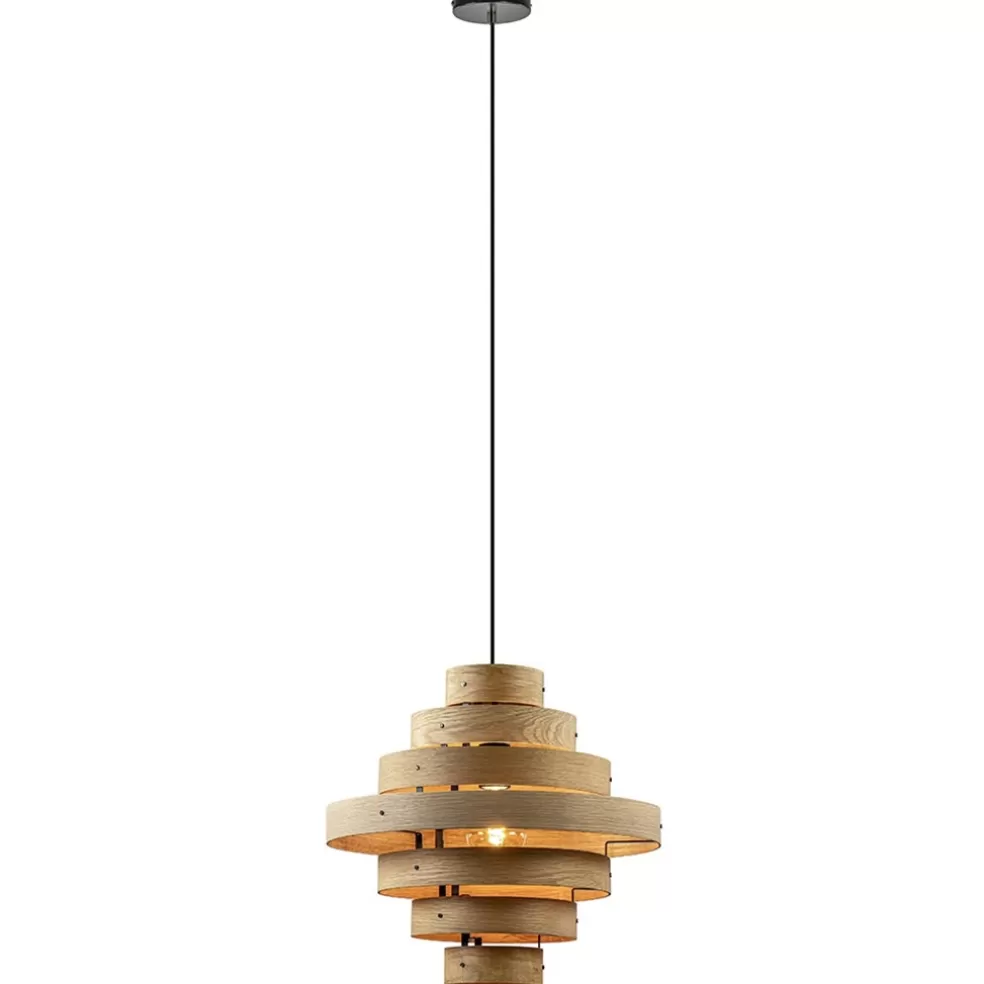 New Straluma Hanglamp Oaknut hout 7 ringen