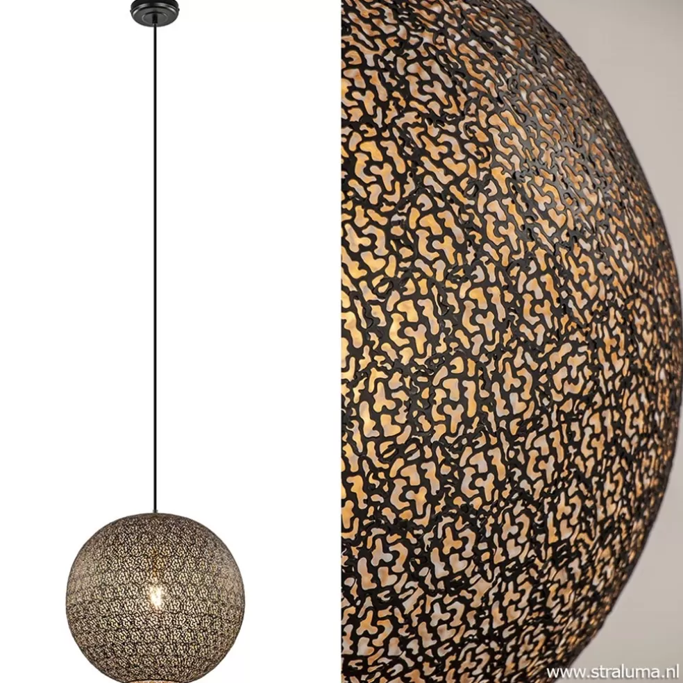 Sale Straluma Hanglamp Oronero bol zwart/goud 40cm