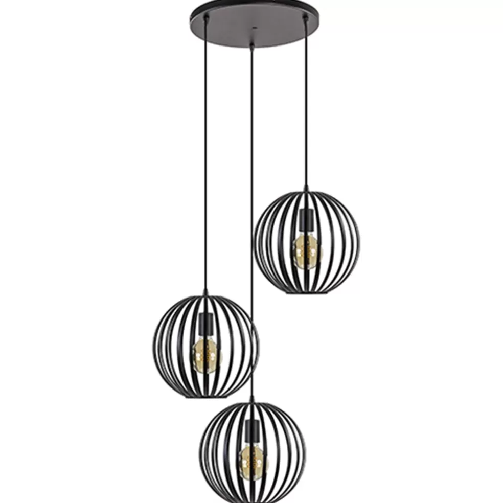 Cheap Straluma Hanglamp rond 3-lichts bollen zwart