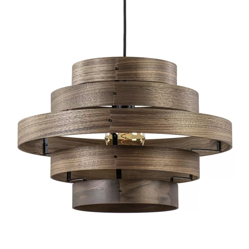 Sale Straluma Hanglamp Walnut 6-ringen hout/zwart