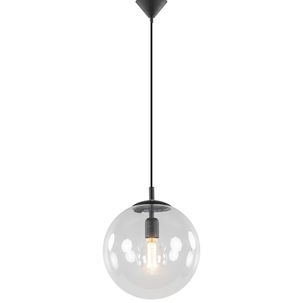 Best Sale Straluma Hanglamp zwart met helder glazen bol 30 cm