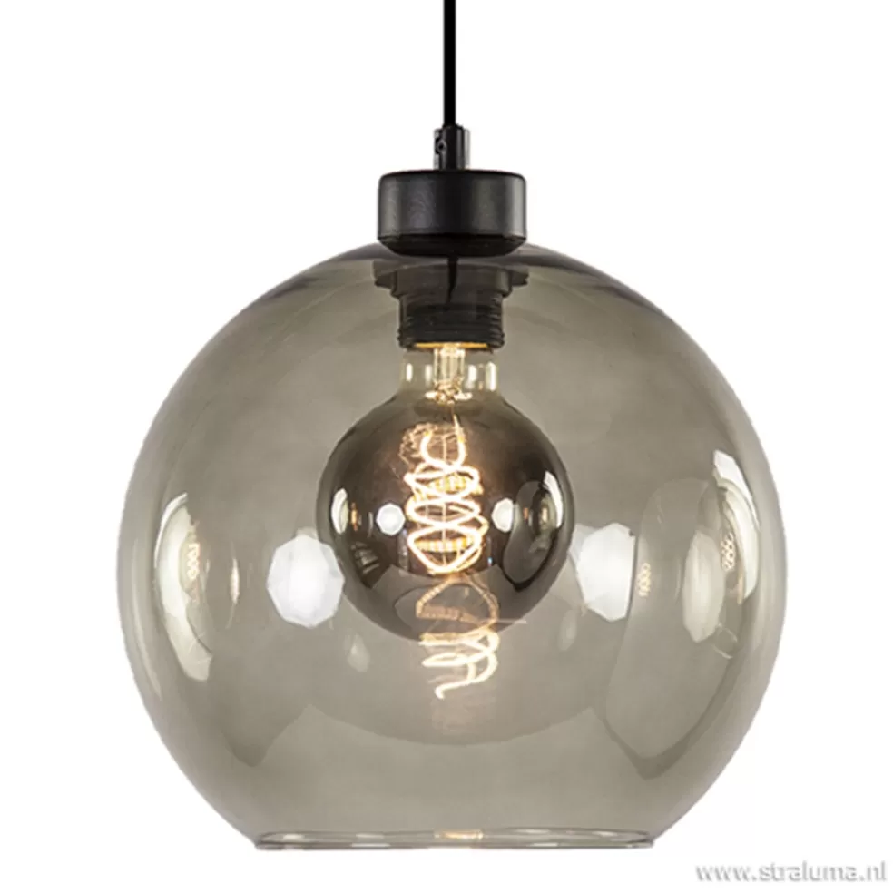 Discount Straluma Hanglamp zwart met smoke glas 25cm