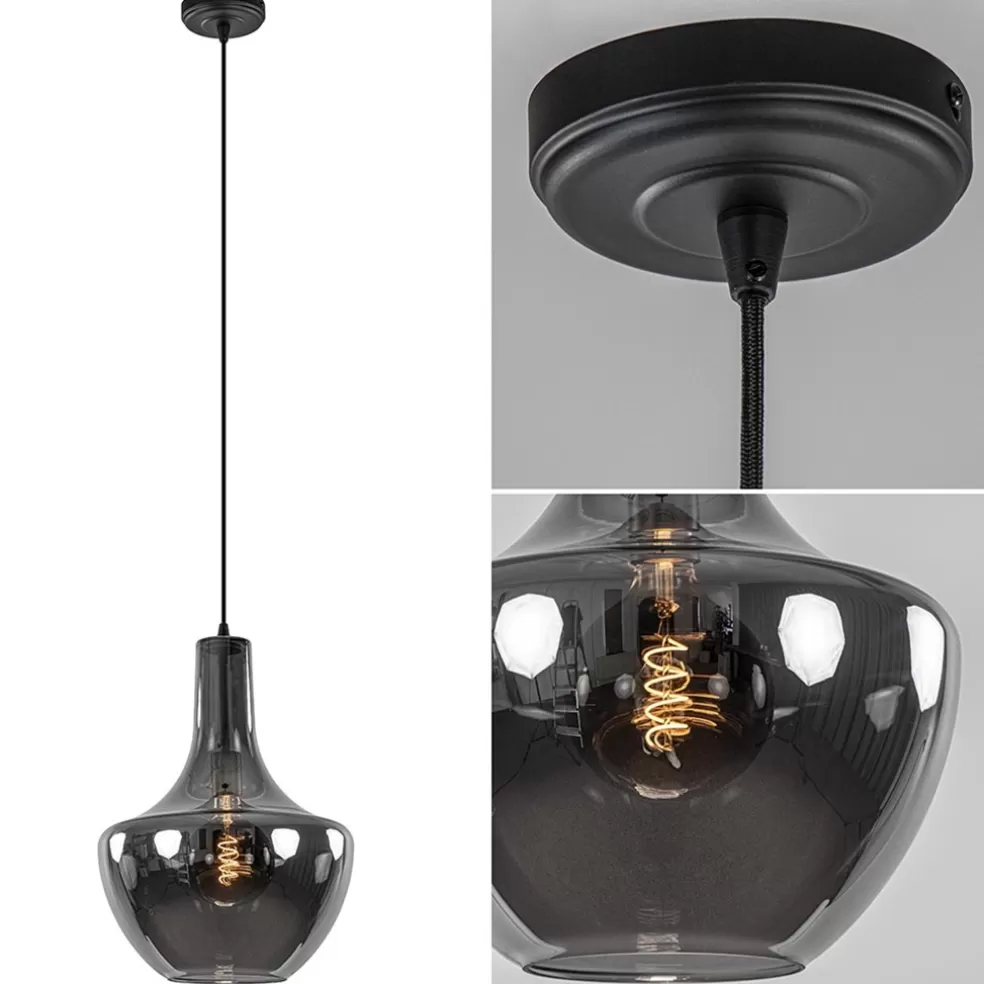 Store Straluma Hanglamp zwart met smoke glazen kap