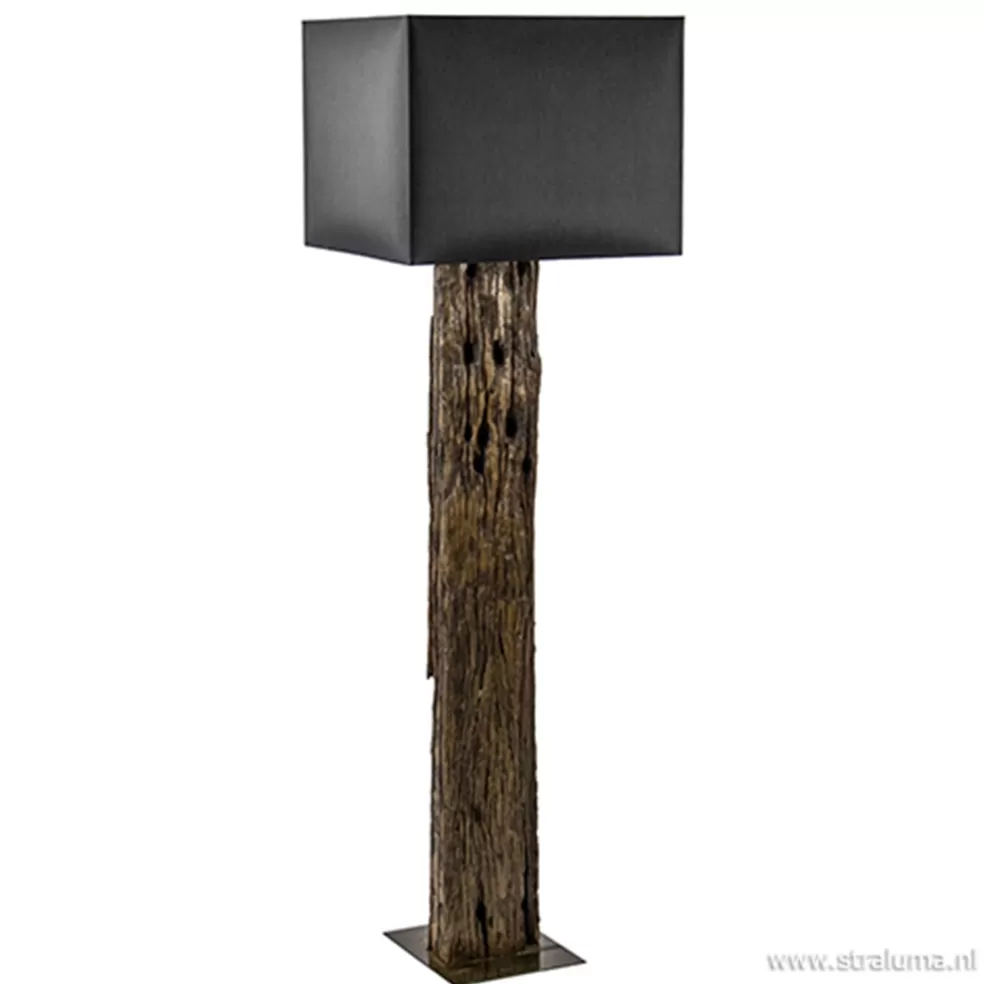 Best Straluma Houten vloerlamp met brons excl. kap