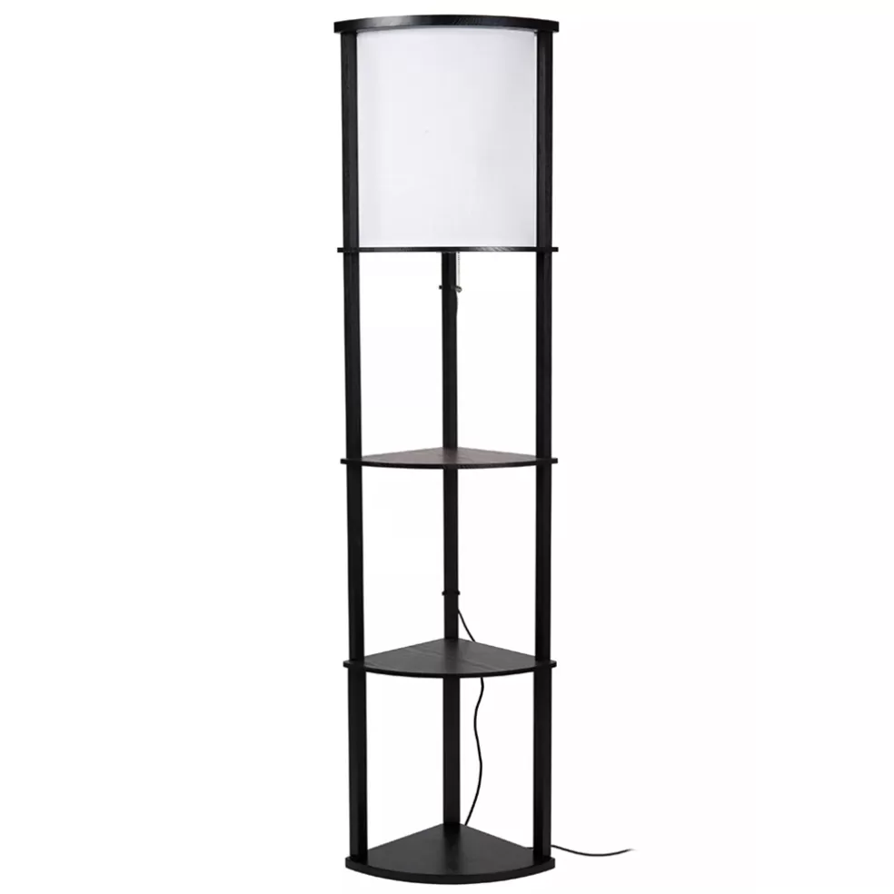 Best Straluma Houten vloerlamp zwart met beige kap