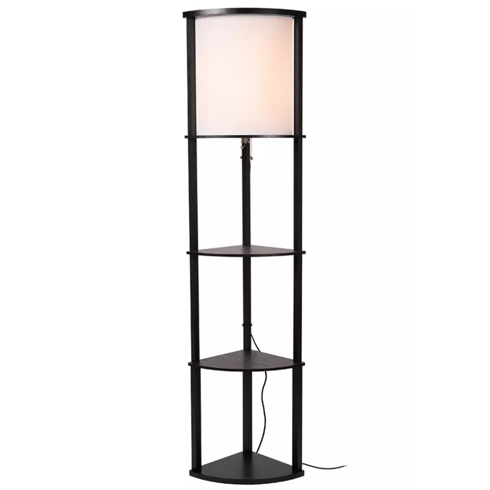 Best Straluma Houten vloerlamp zwart met beige kap