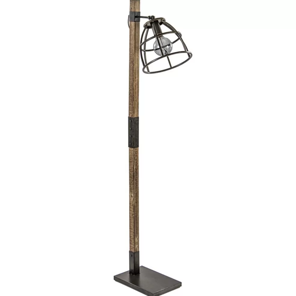 Best Sale Straluma Industrieel landelijke vloerlamp Matrix hout met metalen korf