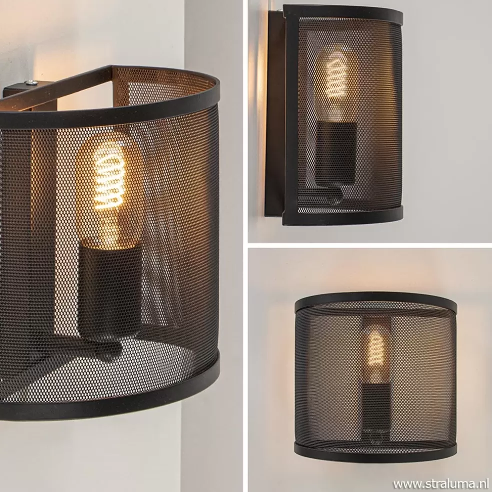 Best Straluma Industrieel landelijke wandlamp met gaas